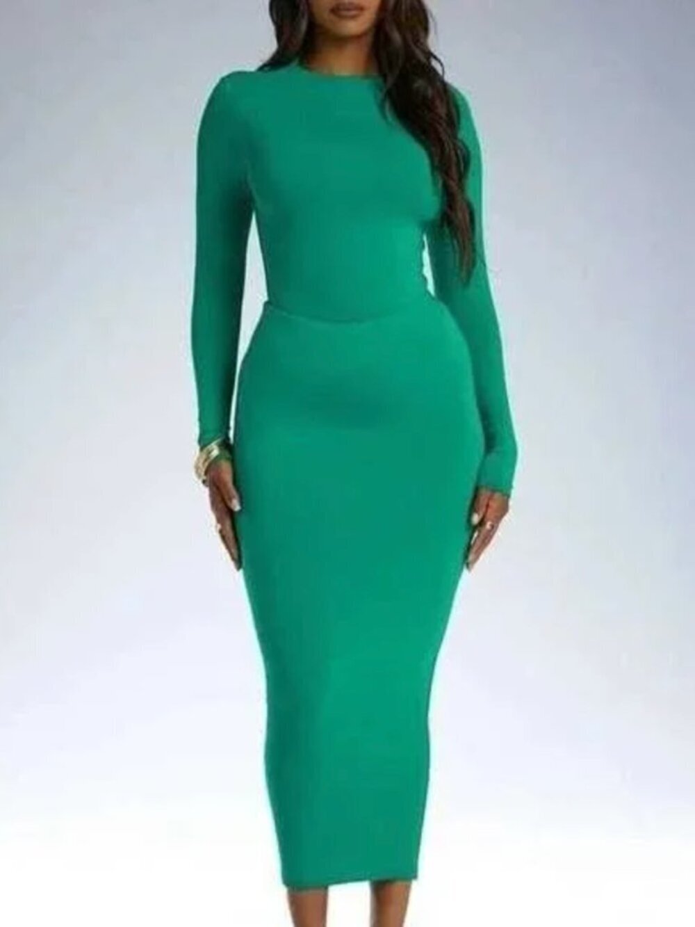 Naked Wardrobe Emerald Green Bodycon Maxi Skirt